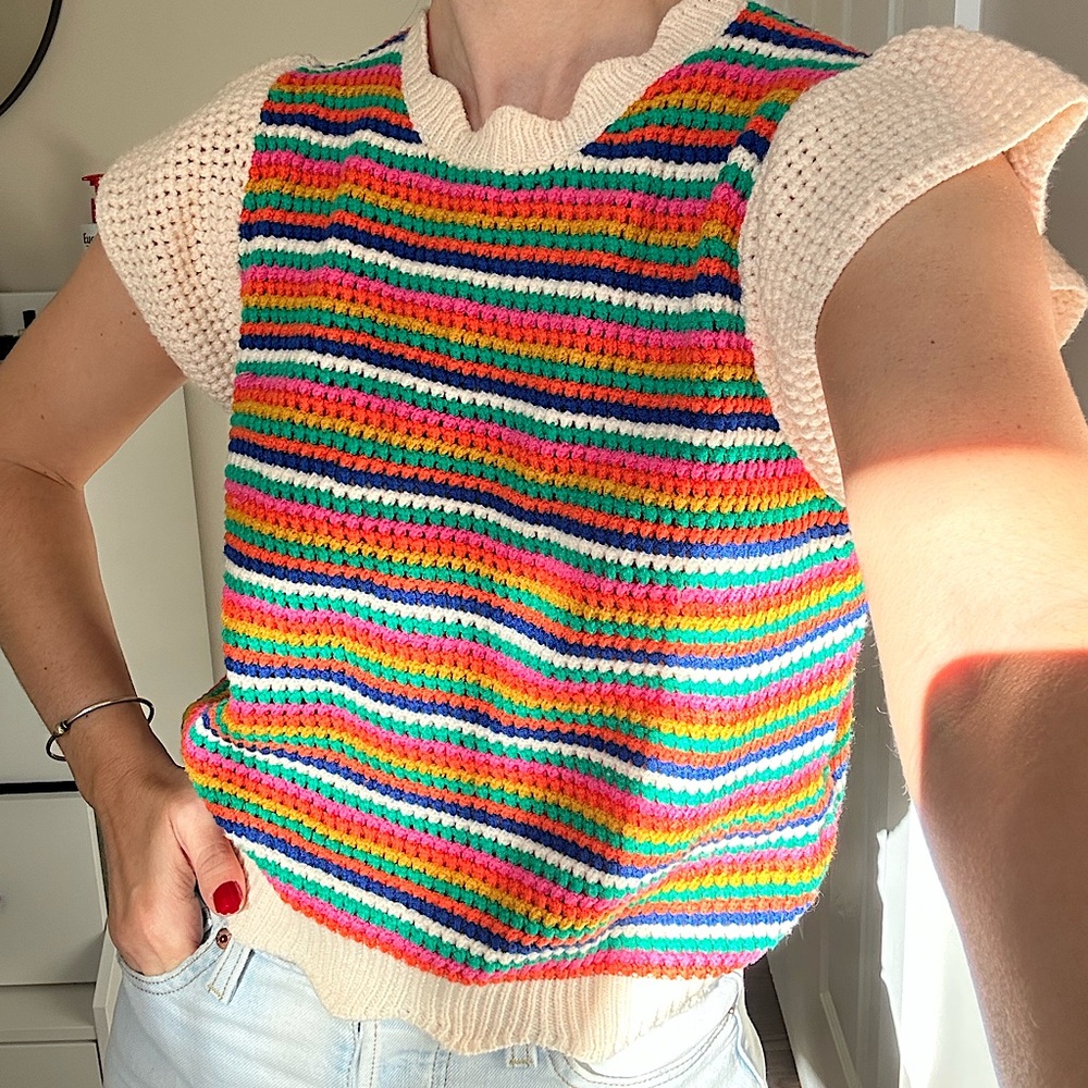 Crochet Rainbow Stripe Top